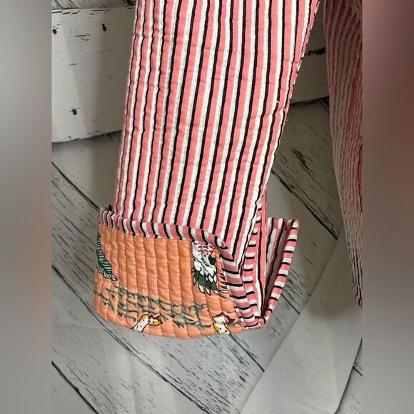 Tropical Boho Jungle Print/Stripes Jacket Quilted Reversible L - Picture 10 of 10